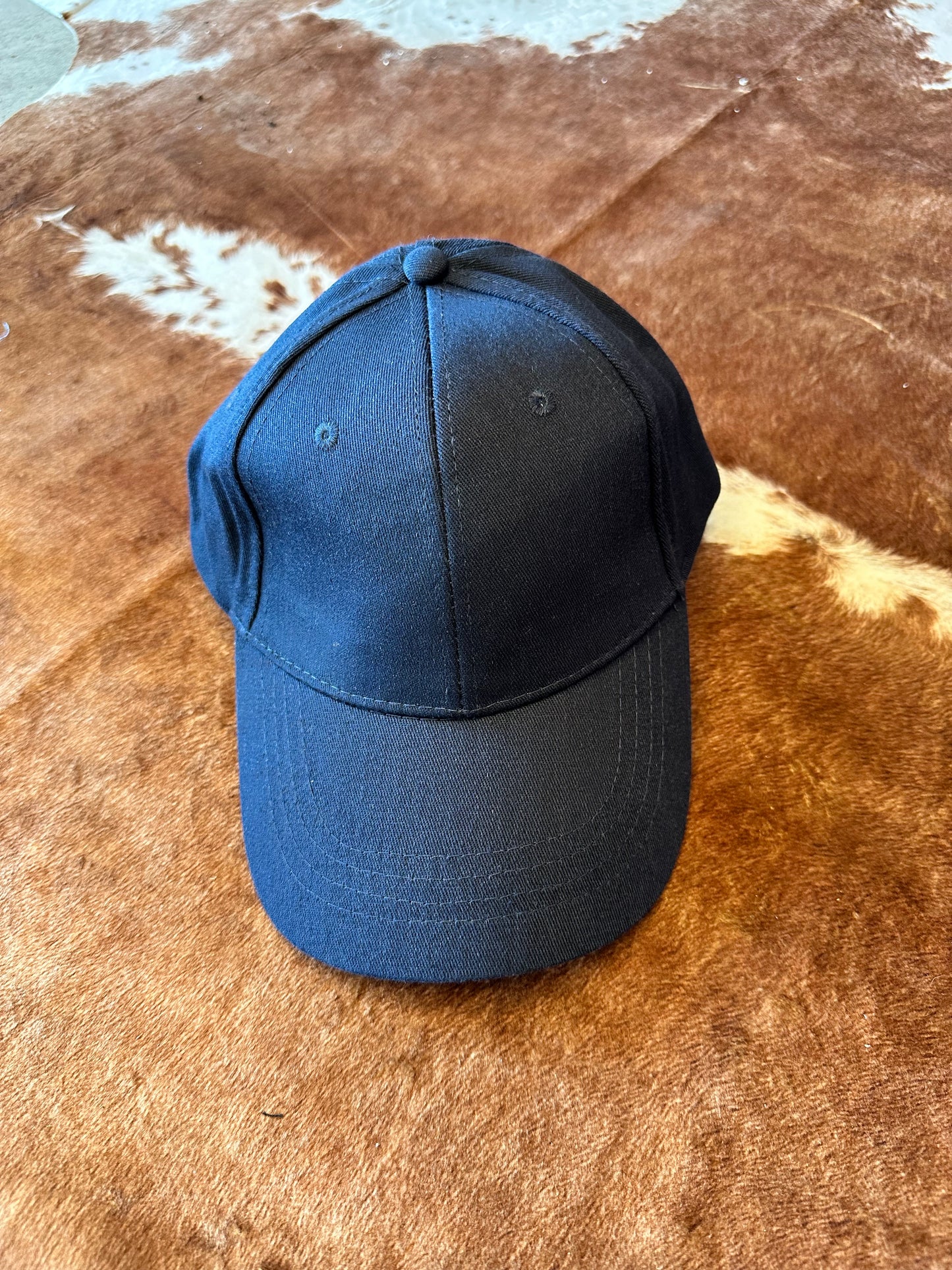 Navy ball cap with structured crown