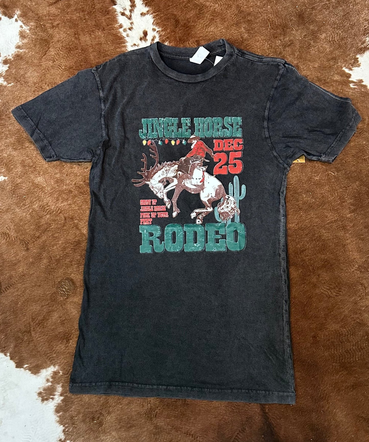 Flat Lay of Jingle Horse Rodeo tee