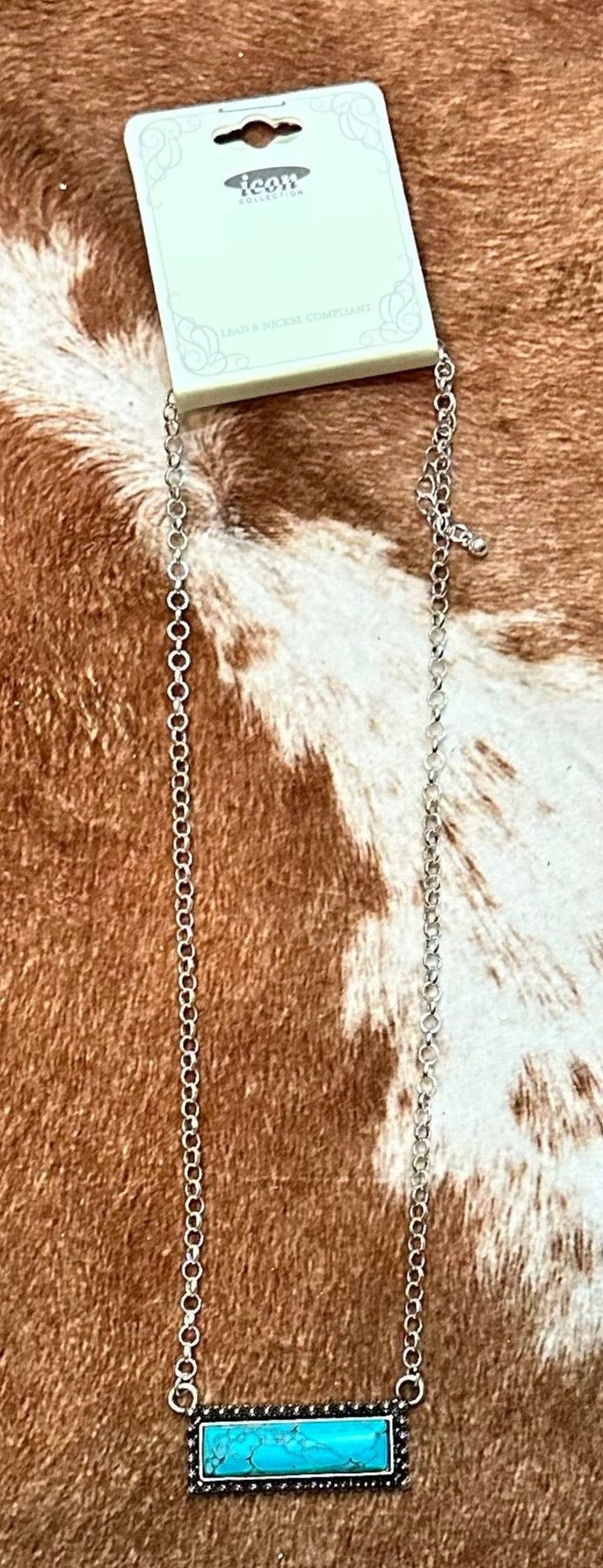 Faux Turquoise bar necklace
