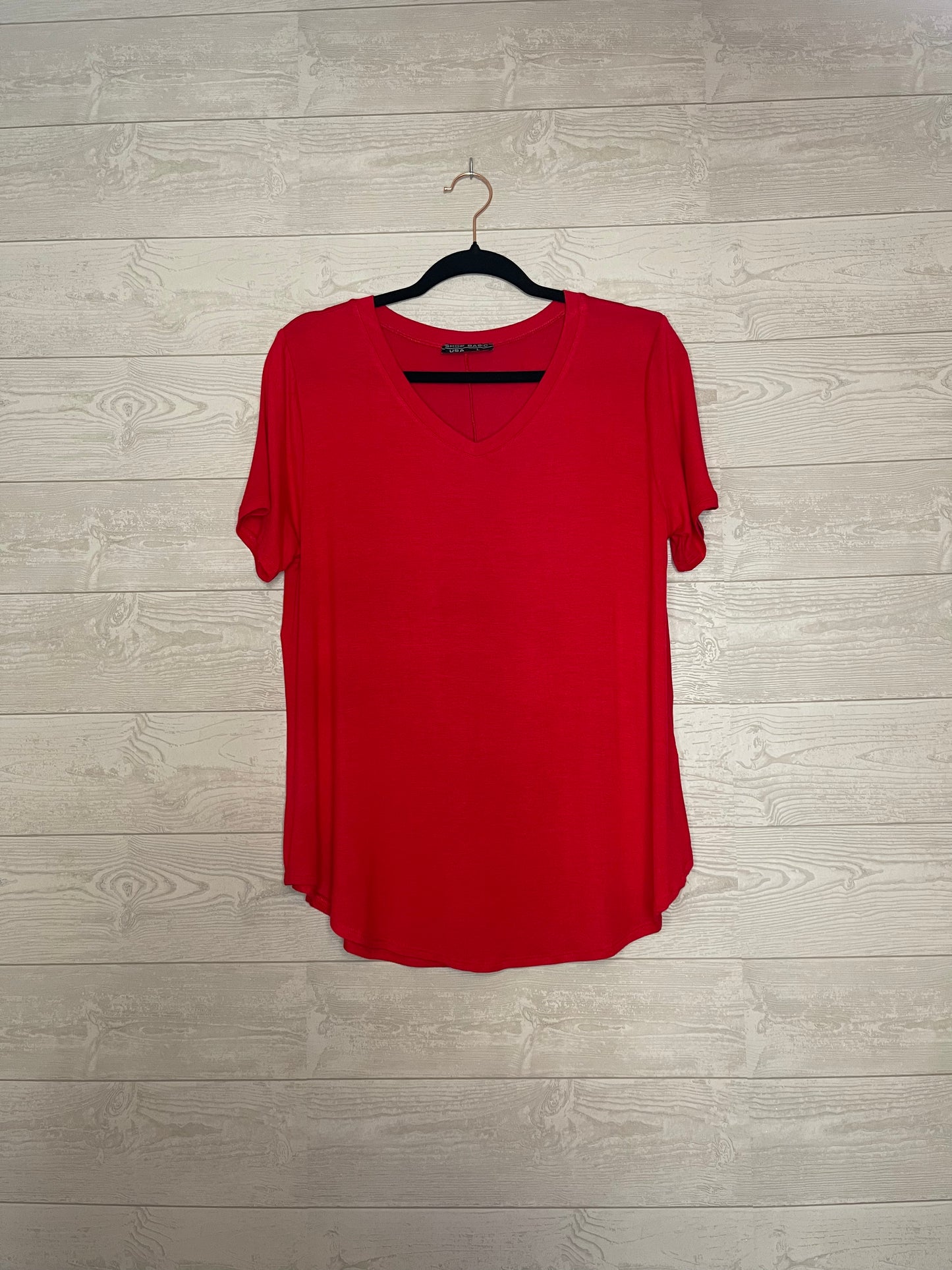Red v-neck plain t-shirt