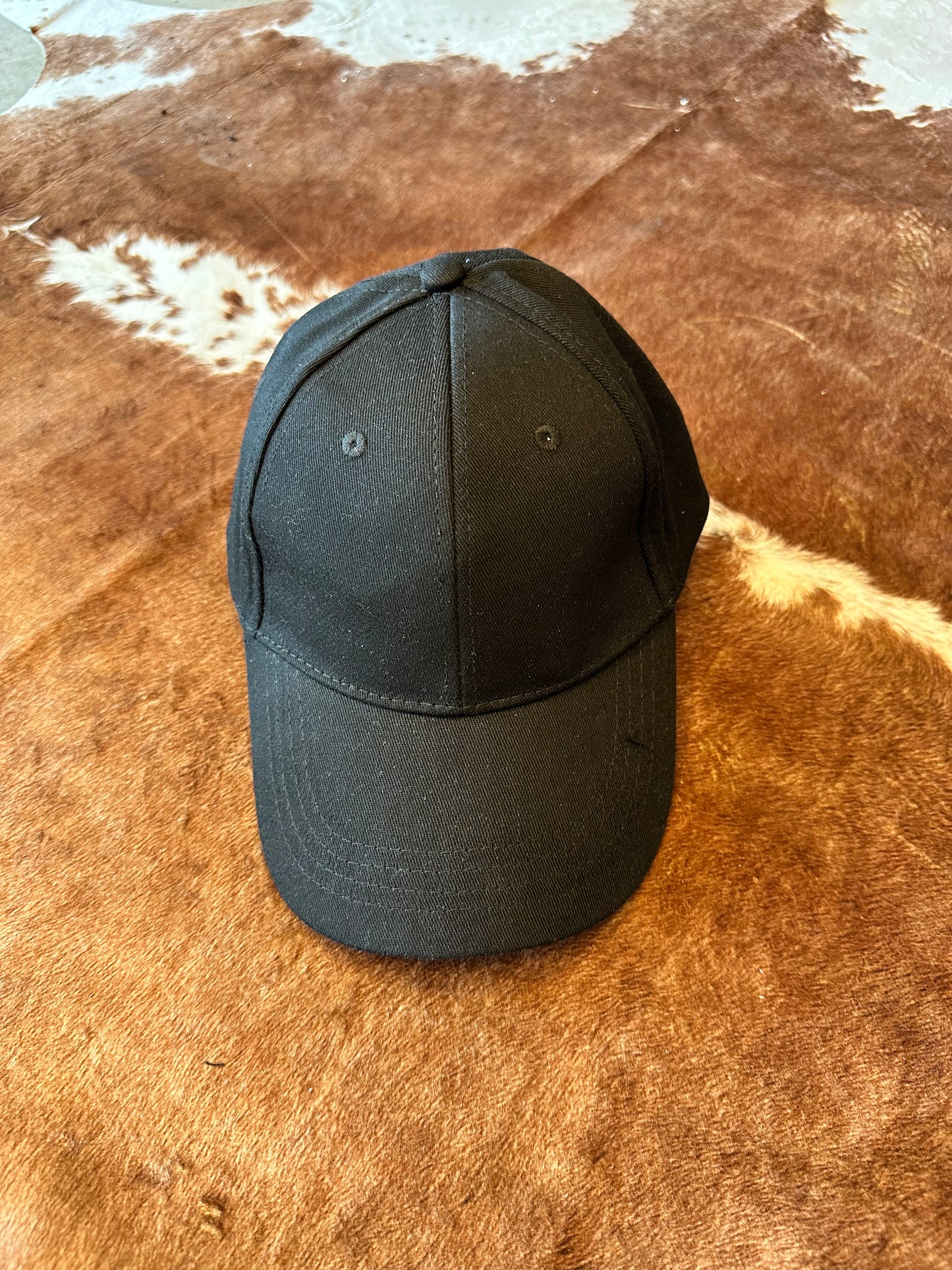 Black ball cap with structured crown 