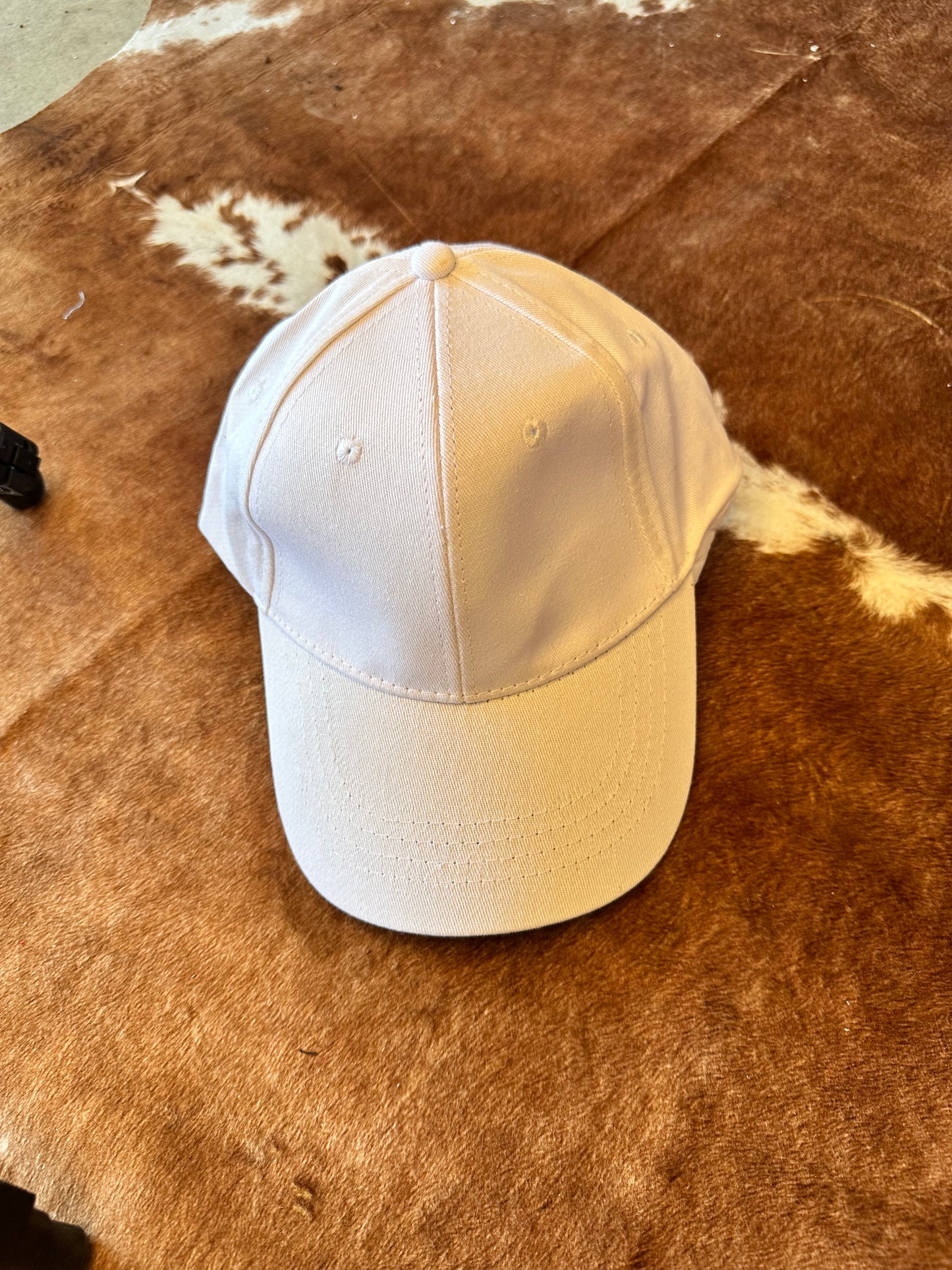 White ball cap with structured crown